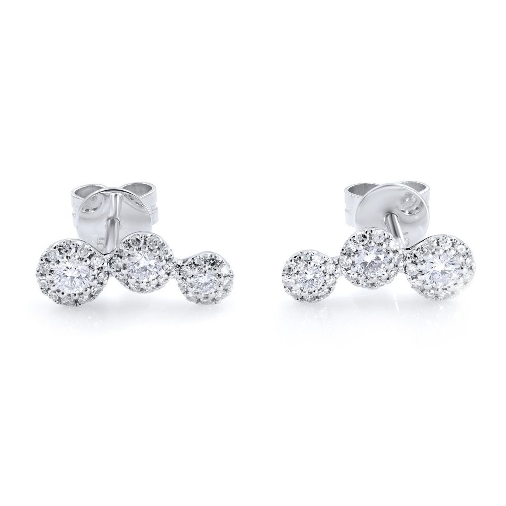 Rachel Koen Diamond Stud Earrings 14K White Gold 0.36 Cttw